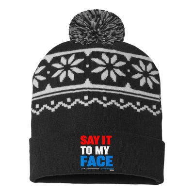 Say It To My Face Kamala Harris 2024 USA-Made Snowflake Beanie