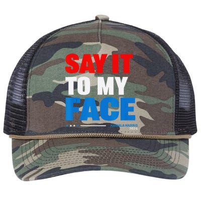 Say It To My Face Kamala Harris 2024 Retro Rope Trucker Hat Cap