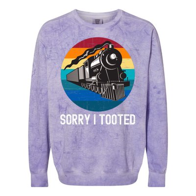 Sorry I Tooted, Funny Train Lovers Funny Locomotive & Train Colorblast Crewneck Sweatshirt