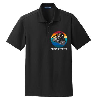 Sorry I Tooted, Funny Train Lovers Funny Locomotive & Train Dry Zone Grid Polo