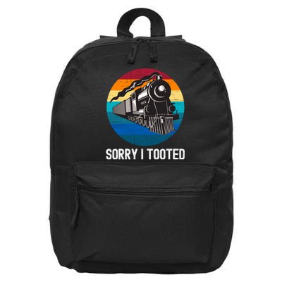 Sorry I Tooted, Funny Train Lovers Funny Locomotive & Train 16 in Basic Backpack