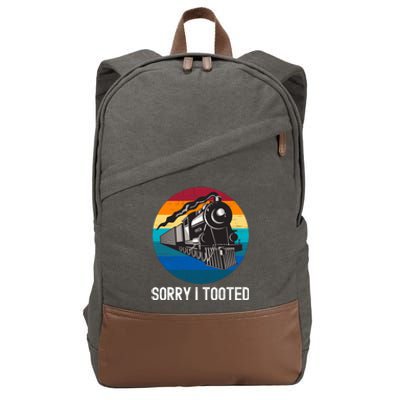 Sorry I Tooted, Funny Train Lovers Funny Locomotive & Train Cotton Canvas Backpack