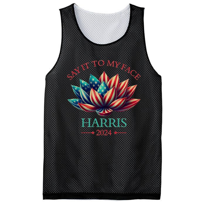 Say It To My Face Kamala Harris 2024 American Lotus Mesh Reversible Basketball Jersey Tank