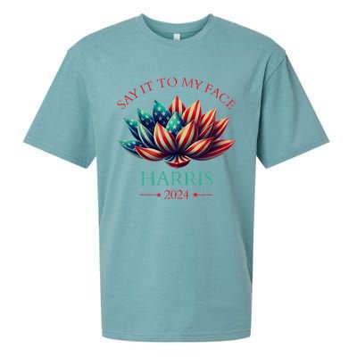 Say It To My Face Kamala Harris 2024 American Lotus Sueded Cloud Jersey T-Shirt