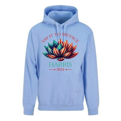 Say It To My Face Kamala Harris 2024 American Lotus Unisex Surf Hoodie