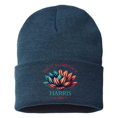 Say It To My Face Kamala Harris 2024 American Lotus Sustainable Knit Beanie