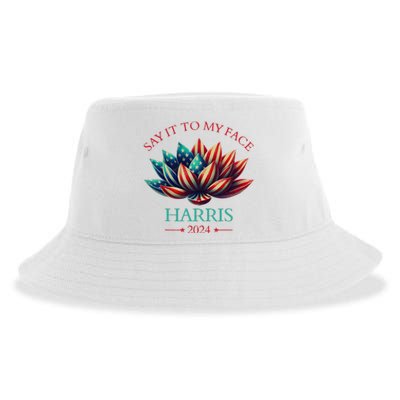 Say It To My Face Kamala Harris 2024 American Lotus Sustainable Bucket Hat