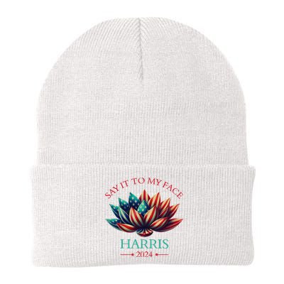 Say It To My Face Kamala Harris 2024 American Lotus Knit Cap Winter Beanie