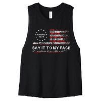 Say It To My Face Funny Kamala Harris 2024 Women's Racerback Cropped Tank