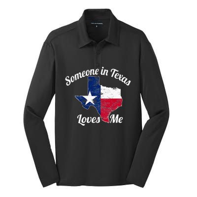 Someone In Texas Loves Me Texas Texan Love Silk Touch Performance Long Sleeve Polo