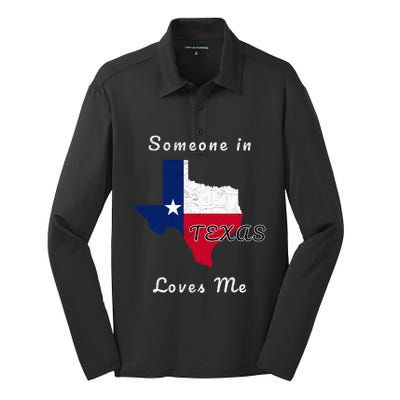 Someone In Texas Loves Me Travel Cute State Logo Silk Touch Performance Long Sleeve Polo