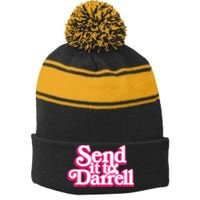 Send It To Darrell Stripe Pom Pom Beanie