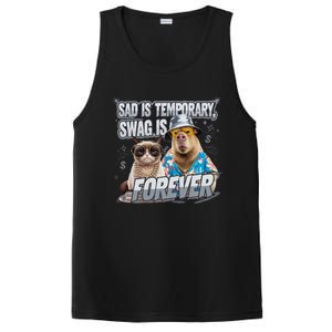 Sad Is Temporary Swag Is Forever Silly Cat Meme Capybara PosiCharge Competitor Tank