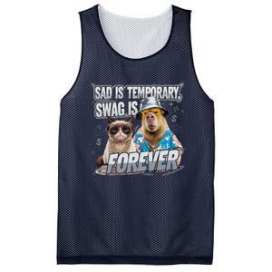 Sad Is Temporary Swag Is Forever Silly Cat Meme Capybara Mesh Reversible Basketball Jersey Tank