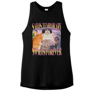 Sad Is Temporary Swag Is Forever Funny Silly Cat Meme Ladies PosiCharge Tri-Blend Wicking Tank