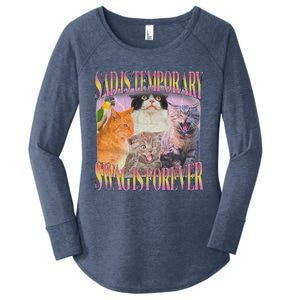 Sad Is Temporary Swag Is Forever Funny Silly Cat Meme Women's Perfect Tri Tunic Long Sleeve Shirt