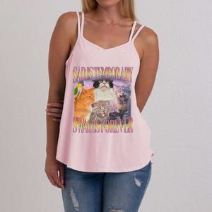 Sad Is Temporary Swag Is Forever Funny Silly Cat Meme Women's Strappy Tank