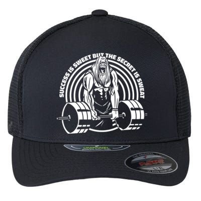 Sweat Is The Secret Deadlifter Funny Gift Flexfit Unipanel Trucker Cap