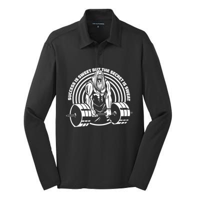 Sweat Is The Secret Deadlifter Funny Gift Silk Touch Performance Long Sleeve Polo