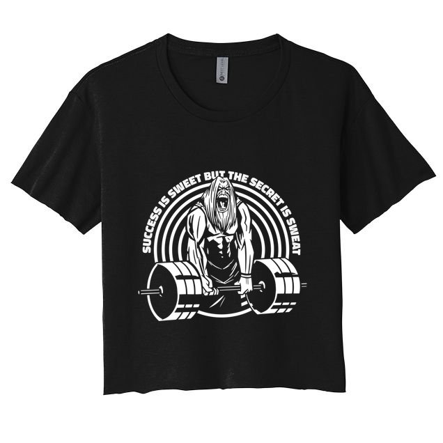 Sweat Is The Secret Deadlifter Funny Gift Crop Top