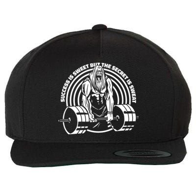 Sweat Is The Secret Deadlifter Funny Gift Wool Snapback Cap