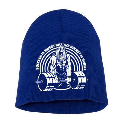 Sweat Is The Secret Deadlifter Funny Gift Short Acrylic Beanie
