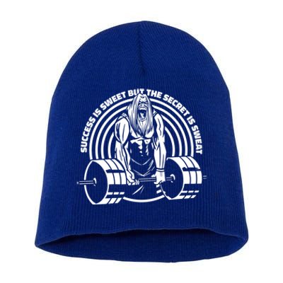 Sweat Is The Secret Deadlifter Funny Gift Short Acrylic Beanie