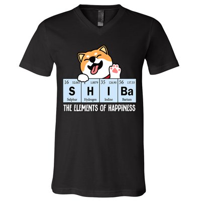 Shiba Inu Table Of Elements Happiness Shiba Inu Gift V-Neck T-Shirt
