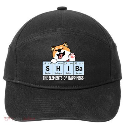 Shiba Inu Table Of Elements Happiness Shiba Inu Gift 7-Panel Snapback Hat