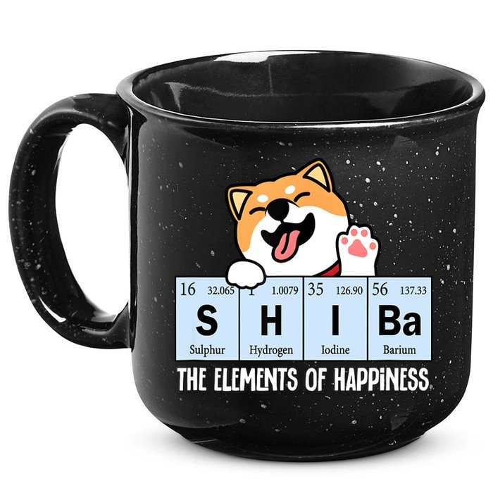 Shiba Inu Table Of Elements Happiness Shiba Inu Gift 15oz Campfire Ceramic Mug