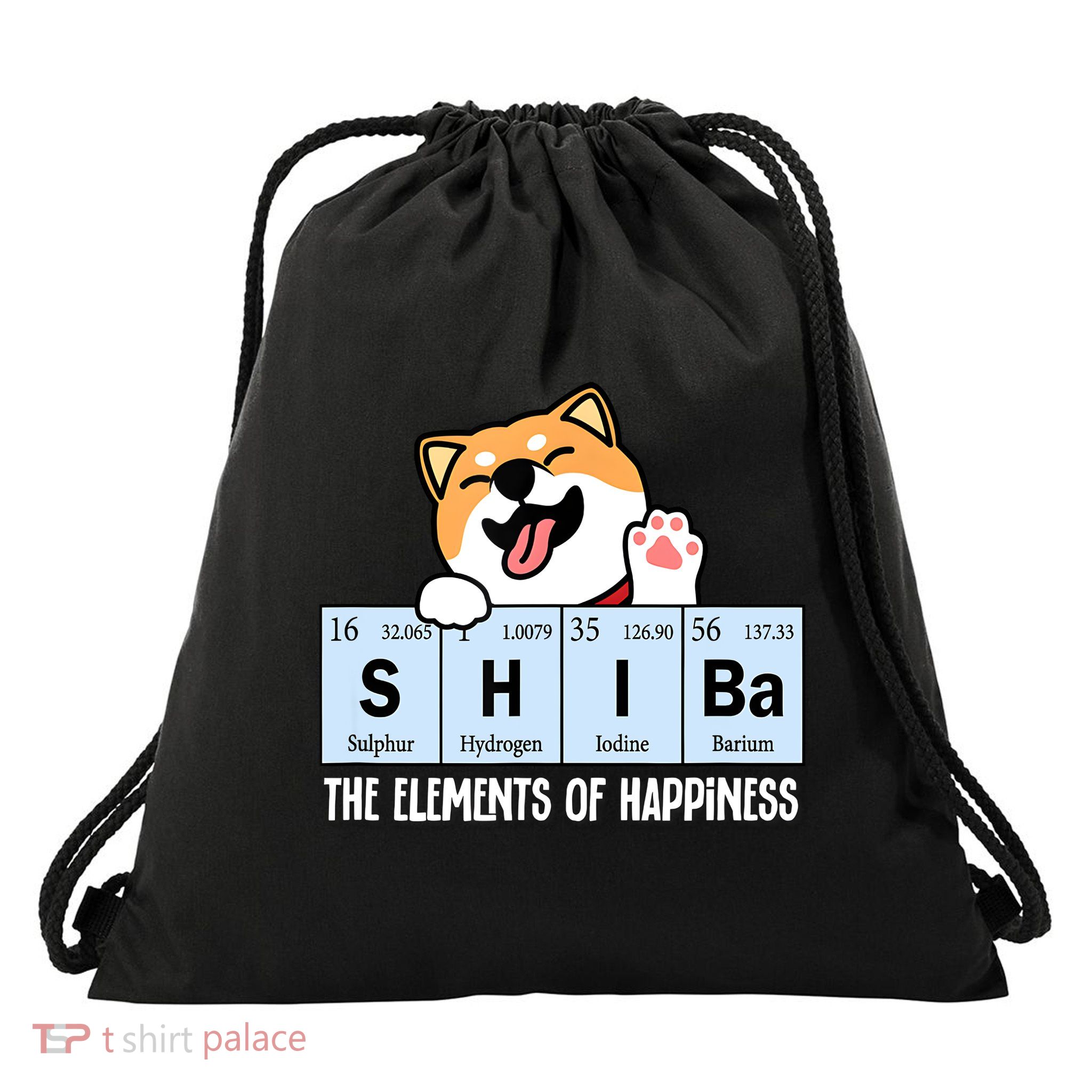 Shiba Inu Table Of Elements Happiness Shiba Inu Gift Drawstring Bag