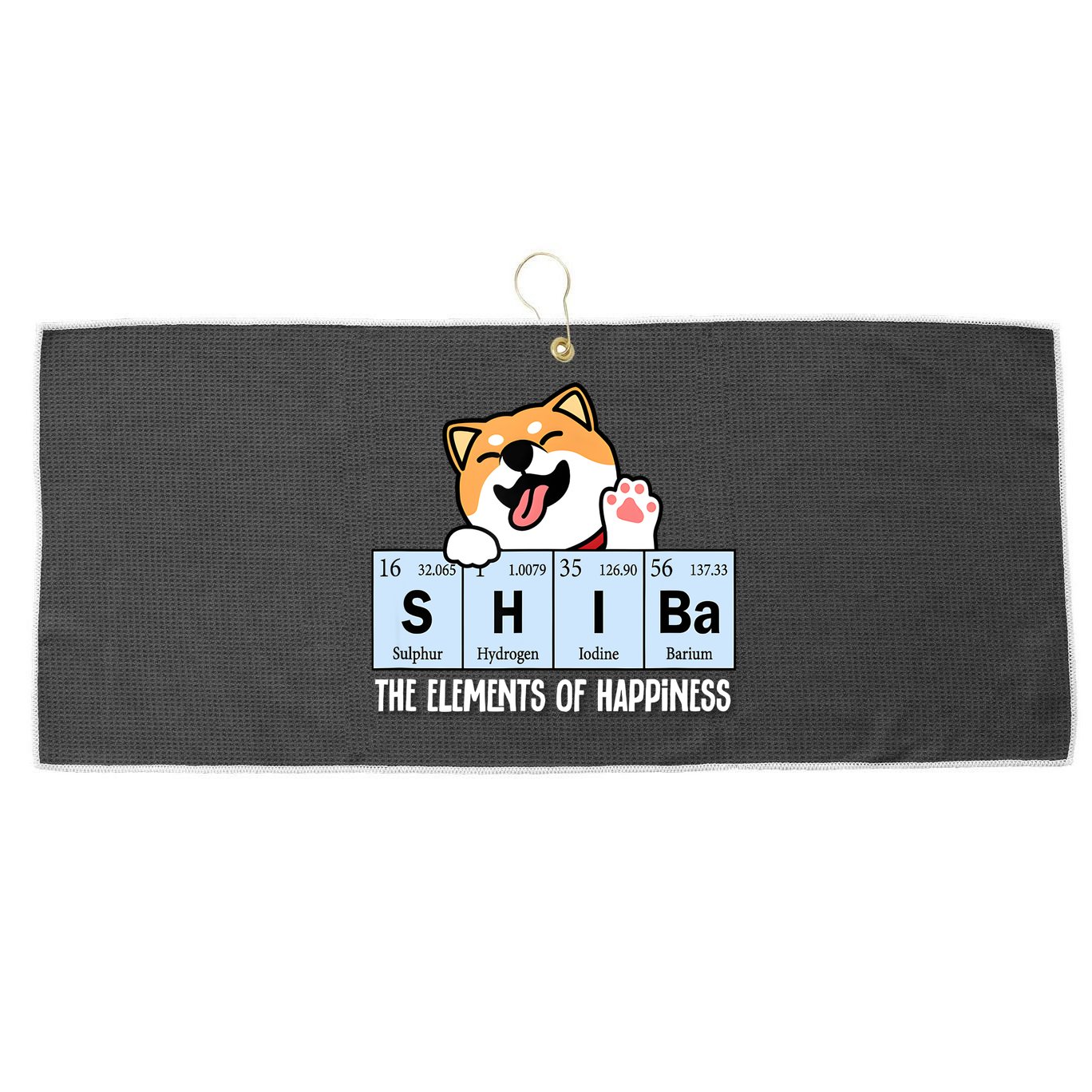 Shiba Inu Table Of Elements Happiness Shiba Inu Gift Large Microfiber Waffle Golf Towel
