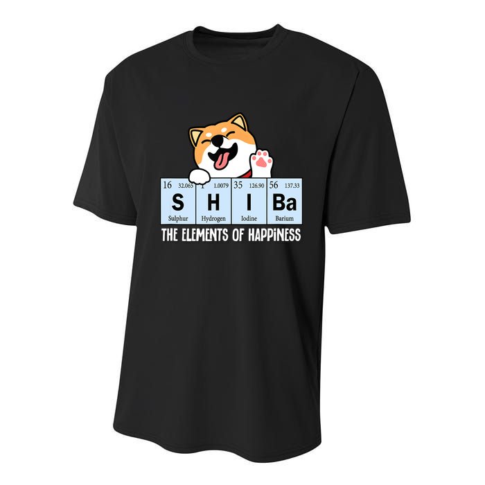 Shiba Inu Table Of Elements Happiness Shiba Inu Gift Youth Performance Sprint T-Shirt