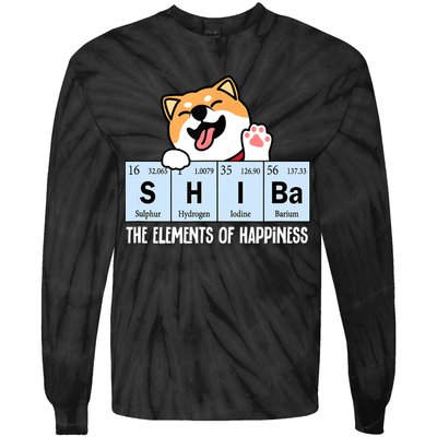 Shiba Inu Table Of Elements Happiness Shiba Inu Gift Tie-Dye Long Sleeve Shirt