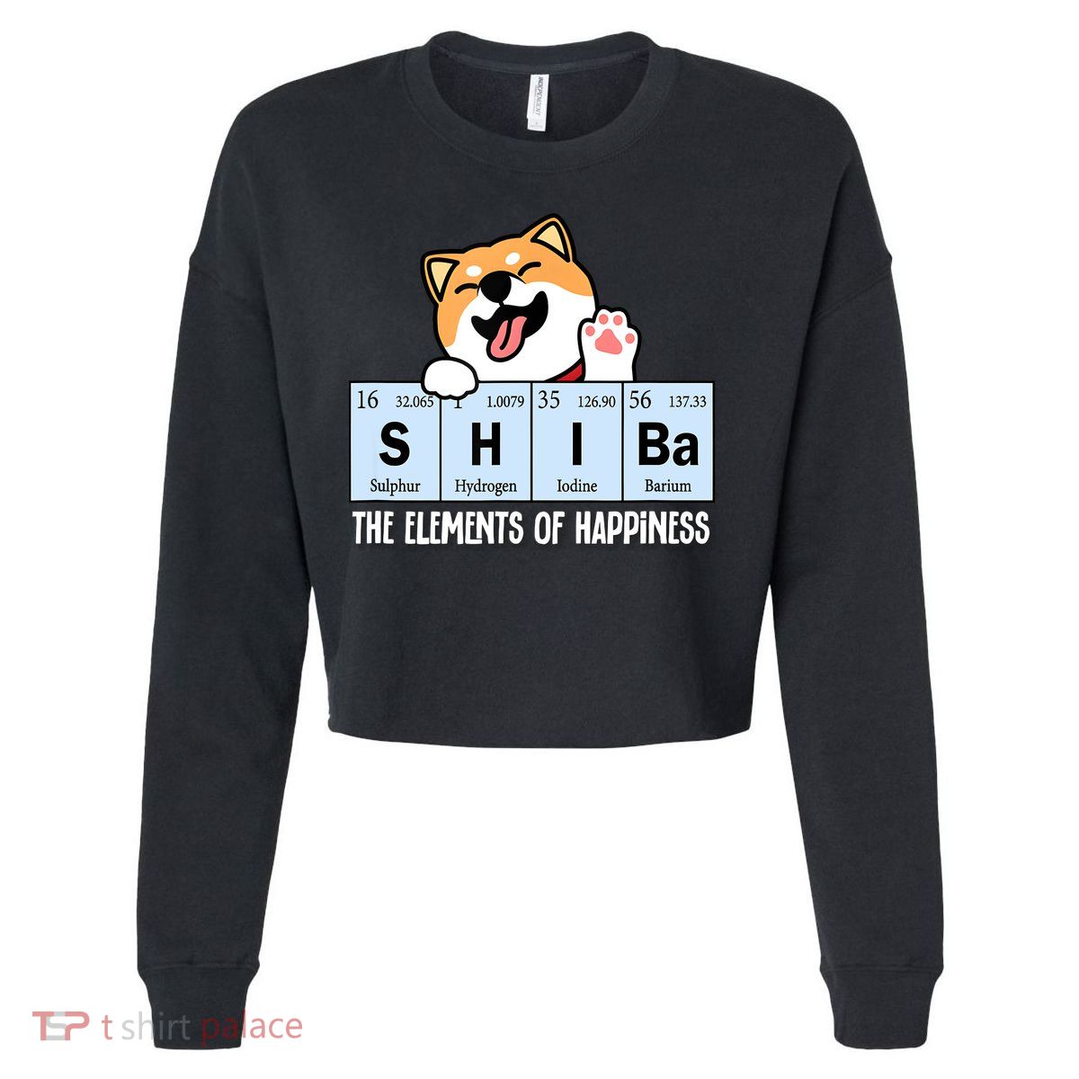 Shiba Inu Table Of Elements Happiness Shiba Inu Gift Cropped Pullover Crew