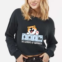 Shiba Inu Table Of Elements Happiness Shiba Inu Gift Cropped Pullover Crew