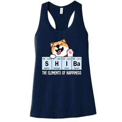 Shiba Inu Table Of Elements Happiness Shiba Inu Gift Women's Racerback Tank