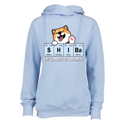 Shiba Inu Table Of Elements Happiness Shiba Inu Gift Womens Funnel Neck Pullover Hood