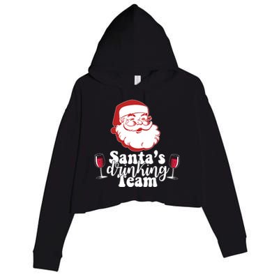 Santa's Ing Team Fun Wine Ers Meme Christmas Funny Gift Crop Fleece Hoodie