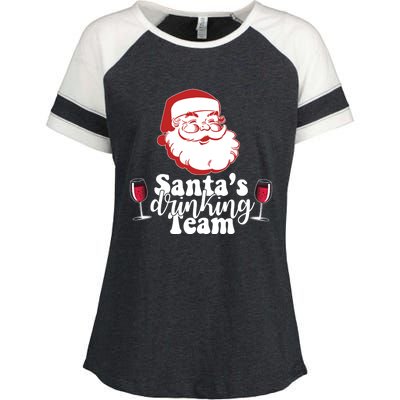 Santa's Ing Team Fun Wine Ers Meme Christmas Funny Gift Enza Ladies Jersey Colorblock Tee