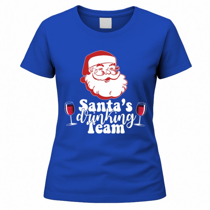 Santa's Ing Team Fun Wine Ers Meme Christmas Funny Gift Women's T-Shirt