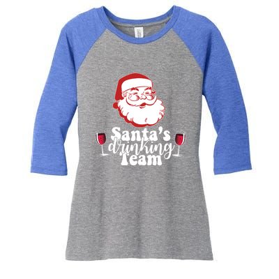 Santa's Ing Team Fun Wine Ers Meme Christmas Funny Gift Women's Tri-Blend 3/4-Sleeve Raglan Shirt