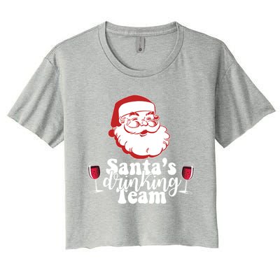 Santa's Ing Team Fun Wine Ers Meme Christmas Funny Gift Women's Crop Top Tee