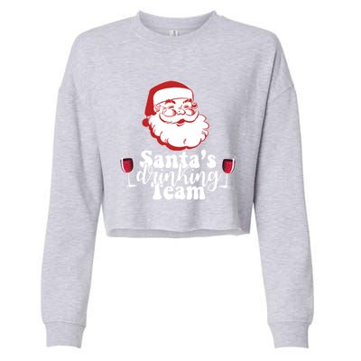 Santa's Ing Team Fun Wine Ers Meme Christmas Funny Gift Cropped Pullover Crew