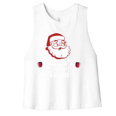 Santa's Ing Team Fun Wine Ers Meme Christmas Funny Gift Women's Racerback Cropped Tank