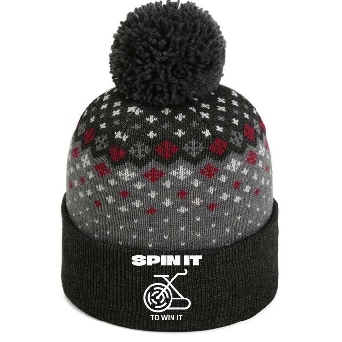 Spin It To Win It Funny Indoor Cycling Spinning Top The Baniff Cuffed Pom Beanie