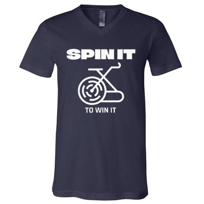 Spin It To Win It Funny Indoor Cycling Spinning Top V-Neck T-Shirt