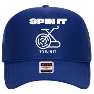 Spin It To Win It Funny Indoor Cycling Spinning Top High Crown Mesh Back Trucker Hat