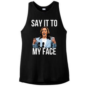 Say It To My Face Kamala Harris Debates 2024 Ladies PosiCharge Tri-Blend Wicking Tank