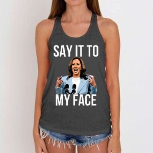 Say It To My Face Kamala Harris Debates 2024 Women's Knotted Racerback Tank